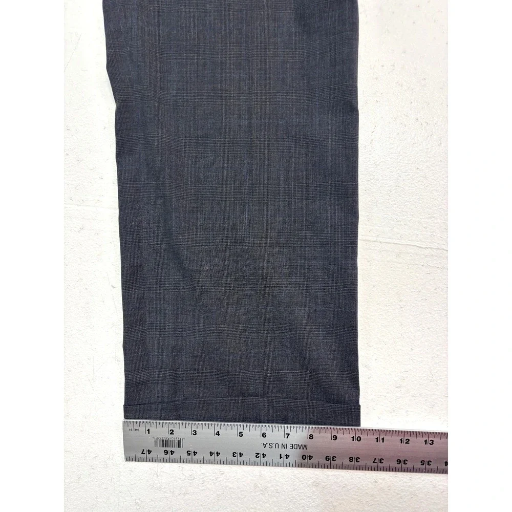 vtg 90s Oxxford Clothes 48R 40x31 Charcoal Plaid 2pc Pant Suit Bespoke USA Wool